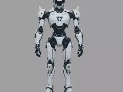 White Futuristic Android Low-poly 3D model