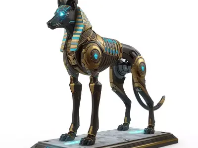 Futuristic Cyberpunk Anubis Statue Low-poly 3D model