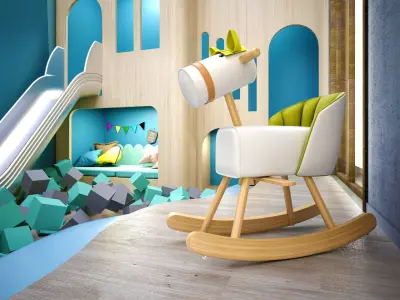 Modern children entertainment area - Kindergarten 3D model