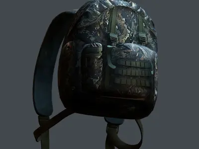 Backpack military combat Black baggage Low-poly  Low-poly 3D model