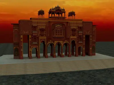 Patrika Gate Jaipur 3D Model  Indian Monument Low-poly 3D model