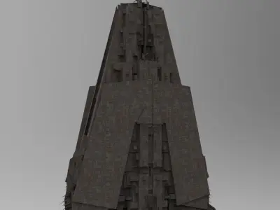 Sci-Fi City dystopia pyramid Ship 3D model