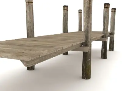 Wood Pier Low-poly 3D model