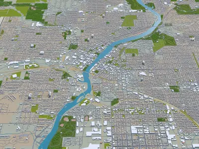Rockford Illinois USA 35km Low-poly 3D model