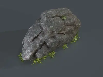 Black Rock Grass  Low-poly 3D model