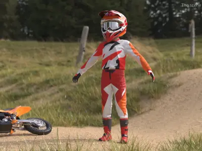 Kids Motocross Gear Set Red-Orange 