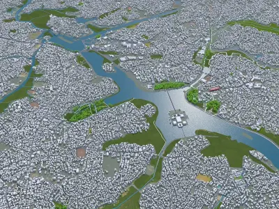 Colombo Sri Lanka 20km AI Low-poly 3D model