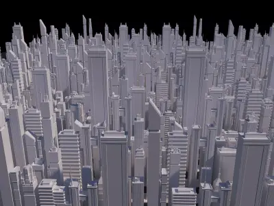 Low Poly scifi Skyscraper Collection Low-poly 3D model