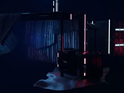 Cyberpunk City Street Asset Set  Low-poly 3D model