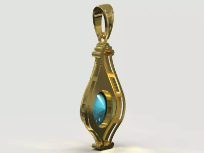 stl 3dm Plaque Classic Teardrop Pendant Central Turquoise gp0490 3D print model