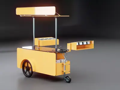 Mobile Food Cart Low-poly 3D model