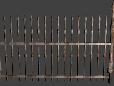 Portao Velho para games ou animacoes Low-poly 3D model