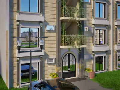 plaza square exterior design custom scene full 3D model