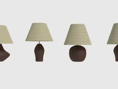 Lamp Set - Game Ready table with shade Low-poly 3D model