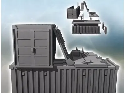 Large outpost with two arranged containers multiple access ladde 3D print model