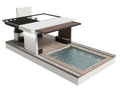 Landscape Furniture with pool and Roof garden 20 Low-poly 3D model