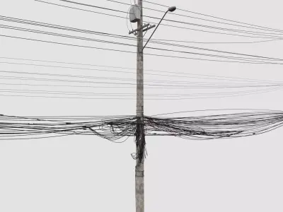 Urban Power Pole with Complex Wires Realistic 3D Model 3D model