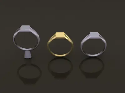 Dainty Thin Signet Antique Style 1 Round Mix Size 3D print model