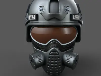 Helmet scifi fantasy pilot military combat soldier armor  Low-poly 3D model