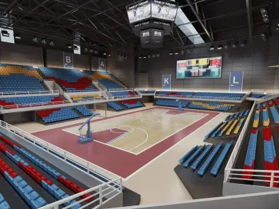 Indoor Basketball Arena 3D Model Low-poly 3D model