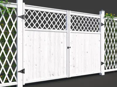 Fence - Mandevilla Sanderi with yellow flowers 3D model