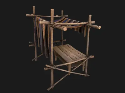 Market Stalls Carpet Tent Low-poly 3D model