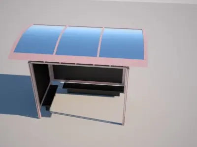 Bus stop shelter Low-poly 3D model
