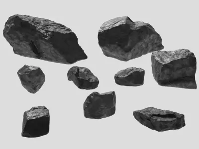 9 high detail rocks 3D model