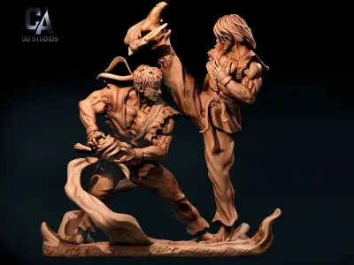 Ken and Ryu 3D Print 3D print model