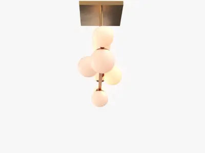 8 Lights Globe Linear Chandelier Light Fixture PBR 3D model