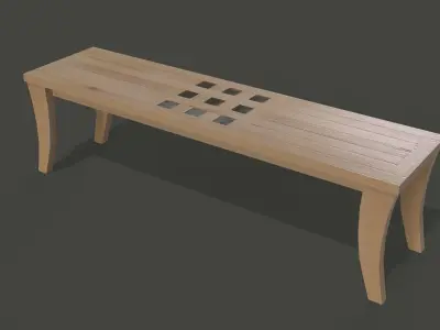 wooden bench Low-poly 3D model