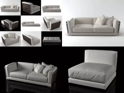 Cestone different sofas and chairs 3D model