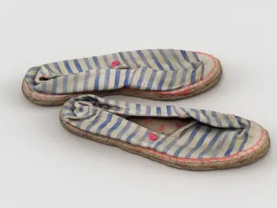 Espadrilles pair of striped shoes 3D model
