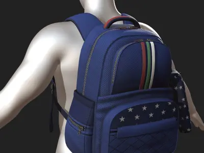 Backpack kid baggage bag luggage human  Low-poly 3D model