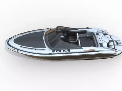 Police Boat Low-poly 3D model