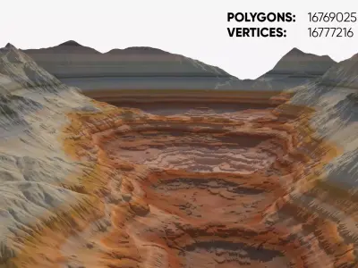 Highly detailed sci-fi rocky desert 3D model