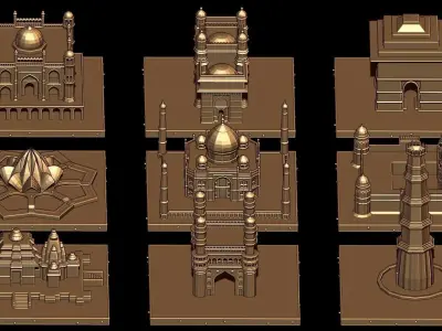  Indian Monuments Low-poly Landmarks Texture