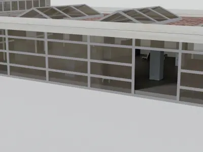 Modern regional train station 3D model