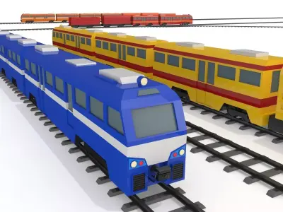 Trains - Rail transport Low-poly 3D model