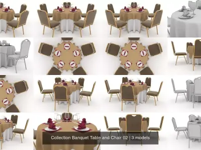 Collection Banquet Table and Chair 02 3D Model Pack
