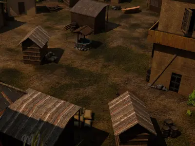 Coastal Village Fortress 3D model