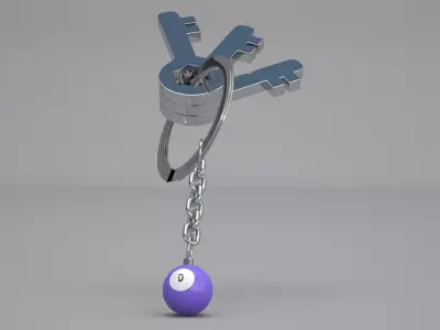 D Snooker Ball with Keychain 3D model