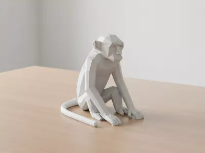 Low Poly Monkey 3D Printable 3D print model