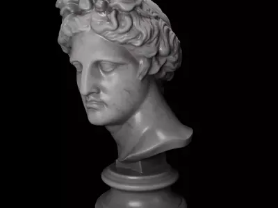 Classical Greek Bust Sculpture - Marble and Bronze 3D model