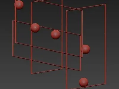 MONDRIAN light fixture with three squares and two balls 3D model