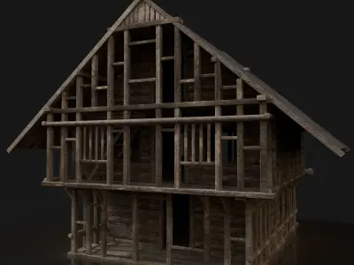 Next Gen AAA FANTASY MEDIEVAL VIKING WOODEN TOWN HOUSE Low-poly 3D model