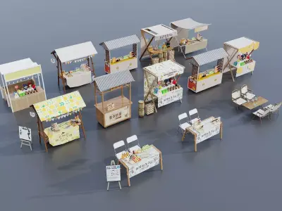 Outdoor Market Booth Collection 3D model