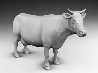 farm with cow 3D print model