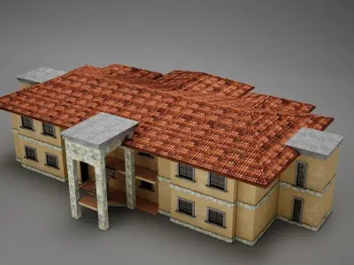 3D Tropical Latin Mexican Beach medium building Low-poly 3D model