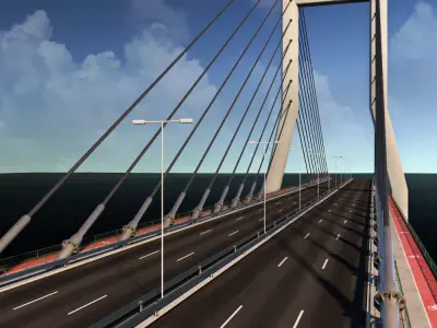 Double Suspended Road Bridge 3D model